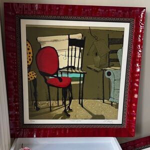 Matt LIVELY Modern Art Painting with Red and Black Accents